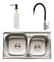 Pileta Y Media Cocina+válvulas+griferia Y Dispensador Acra