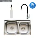 Pileta Y Media Cocina+válvulas+griferia Y Dispensador Acra