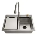 Pileta Cocina Multifunción Completa Satinado Acra