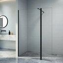 Mampara Batiente Para Baño 190x120 Con Perfil Negro Acra