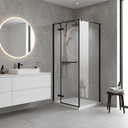 Mampara De Baño Batiente Perfil Aluminio Negro Acra