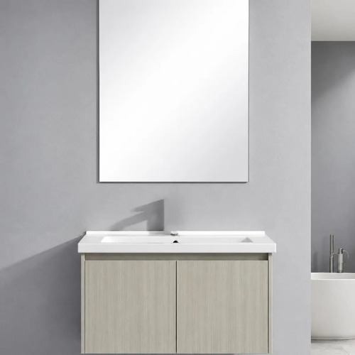 Mueble Aéreo Para Baño Con Bacha Y Espejo Elissa Gris Acra