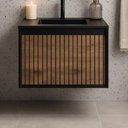 Mueble Aéreo Para Baño Con Bacha Willow Negro Mate Acra