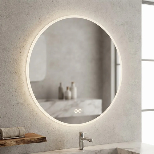 Espejo Redondo 80 Tactil Baño Luz Led Y Desempañador Acra