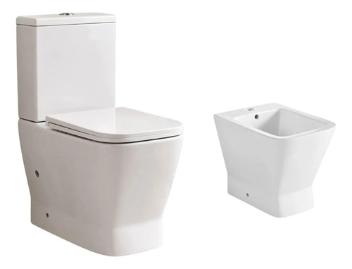 Juego De Inodoro Con Mochila Y Tapa + Bidet Lille Largo Acra