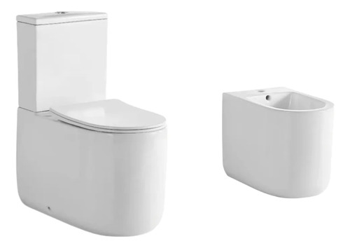 Juego De Inodoro Con Mochila Y Tapa + Bidet Burdeos Acra