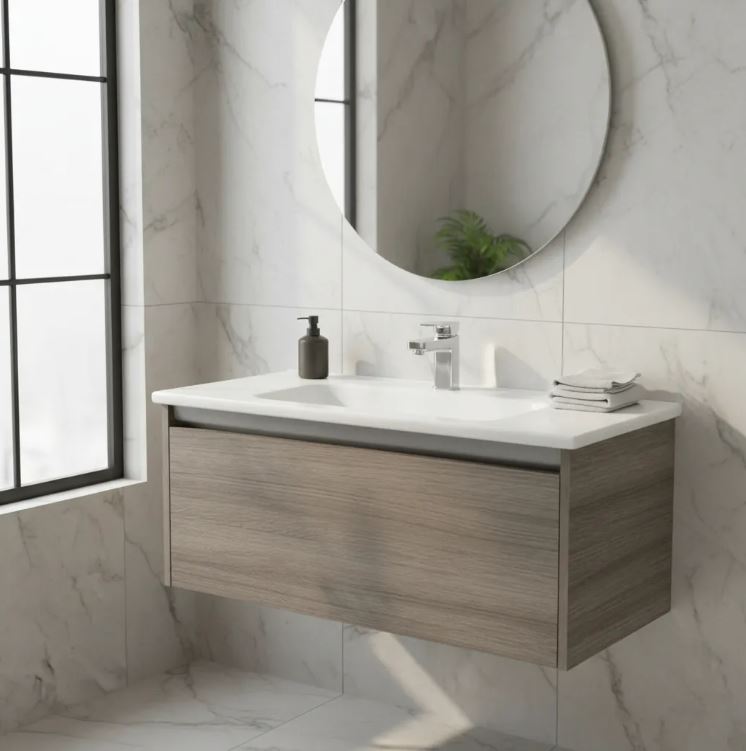 Mueble Mdf Aéreo Color + Bacha De Loza 80x46 De Regalo Acra