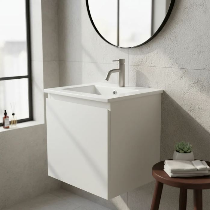 Bacha De Loza 42x42 Con Mueble Aéreo Mdf Armado Acra