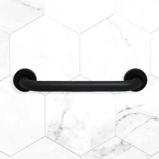 [MLU641618869] Agarradera Barrote Baño En Color Negro Mate 30 Cm Acra