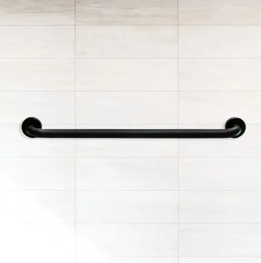 [MLU684444338] Agarradera Barrote Baño En Color Negro Mate 60 Cm Acra