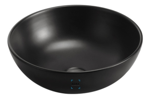 [MLU473103945] Bacha Loza Redonda De Apoyo Baño En Negro Mate 32 Cm Acra