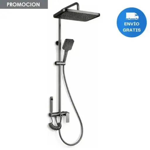 [MLU1038872256] Barral Columna De Ducha Con Roseta Y Teléfono Acero Inox