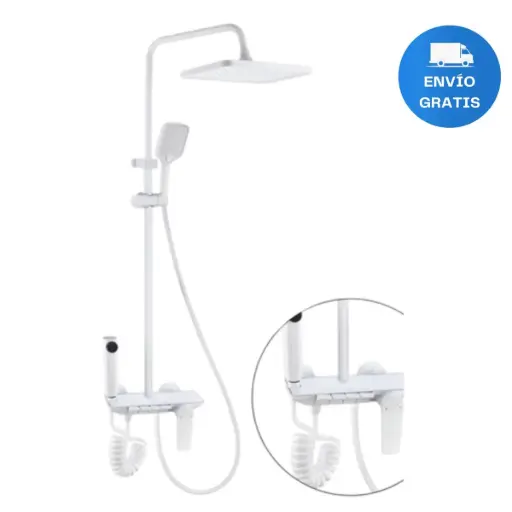 [MLU742861254] Barral Duchero Columna Griferia Blanco Con Telefono Acra