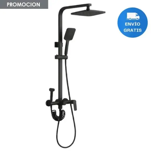 [MLU623163186] Barral Duchero Columna Negro Mate Monocomando Baño Acra