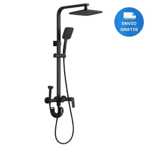 [MLU623163186] Barral Duchero Columna Negro Mate Monocomando Baño Acra