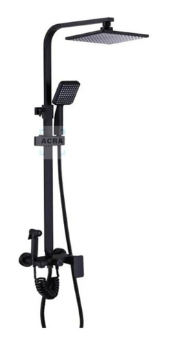 [MLU623163186] Barral Duchero Columna Negro Mate Monocomando Baño Acra