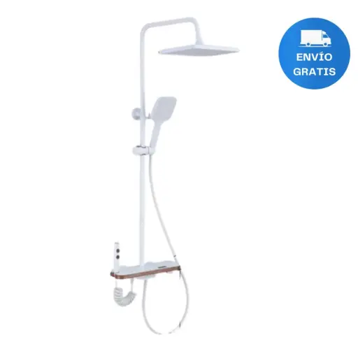 [MLU743173176] Barral Grifería Columna Blanco Pared Monocomando Ducha Mano
