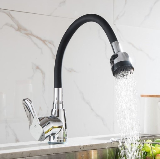 [MLU608702575] Canilla/grifería De Mesada Pico Flexible Negro+puntero Acra