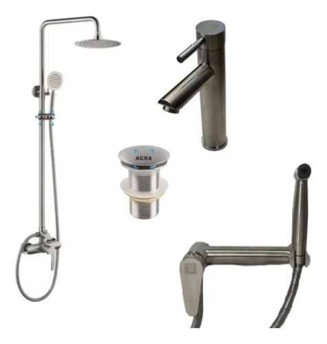 [MLU625595615] Combo De Griferia De Baño Satin Con Vàlvula De Regalo Acra  