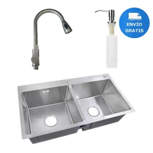 [MLU633636325] Combo Pileta Simple 304 Grifería Disp Jabón Satin Acra