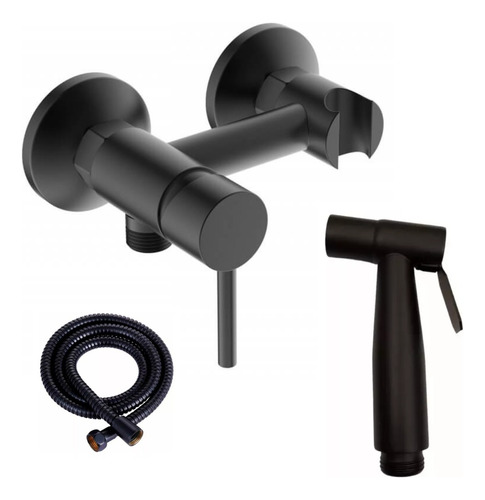 [MLU687677260] Ducha Higiénica 10cm Negro Mate Completa Klipen Acra