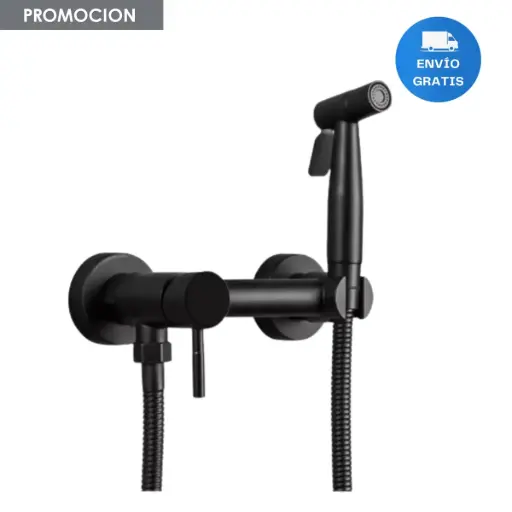 [MLU608857004] Ducha Higiénica 15cm Negro Mate Con Gatillo Y Flexible Acra