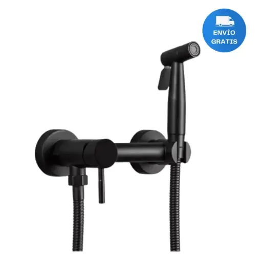 [MLU608857004] Ducha Higiénica 15cm Negro Mate Con Gatillo Y Flexible Acra