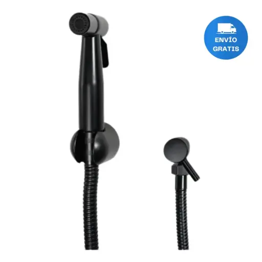 [MLU642444997] Ducha Higiénica Con Gatillo color Negro Y Soporte Para Baño Acra
