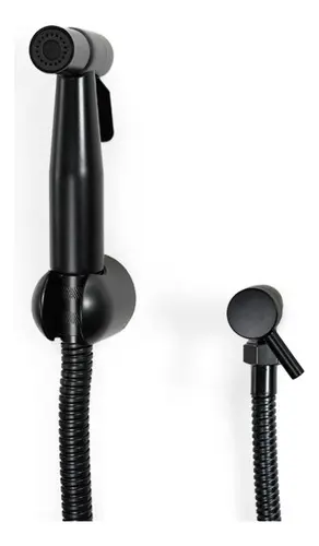 [MLU642444997] Ducha Higiénica Con Gatillo color Negro Y Soporte Para Baño Acra