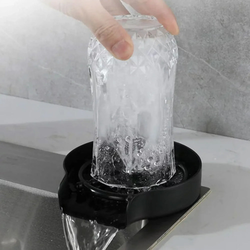 [MLU1140866870] Enjuagador De Vaso Para Pileta De Cocina Negro Mate Acra