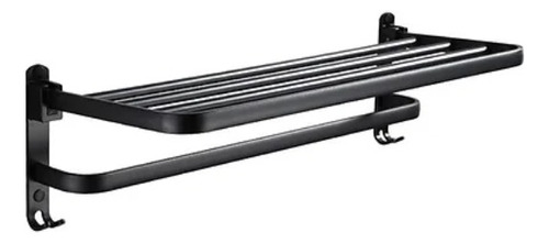 [MLU674561414] Estante Plegable Con Toallero Negro Mate Acra