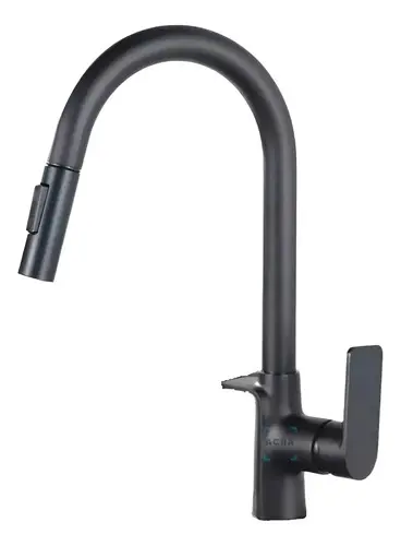 [MLU619805073] Griferia Canilla Extensible Flexible Cocina Negro Mate Acra