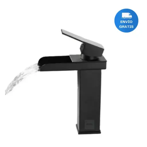 [MLU601909837] Griferia/canilla/monocomando Cascada Baja En Negro Mate Acra