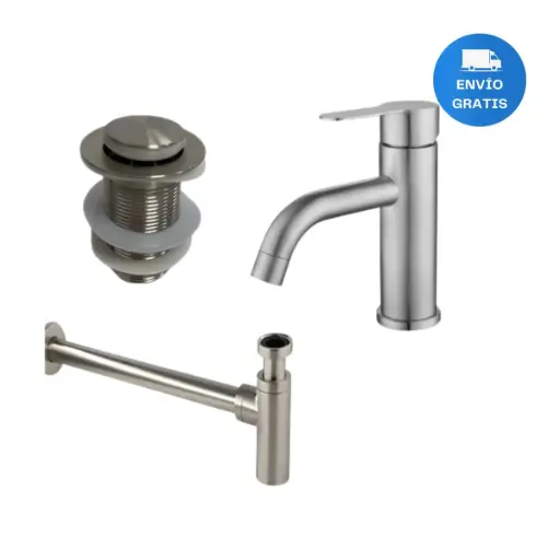 [MLU698423902] Grifería Moncoman Baño/cocina Satin Con Válvula Y Sifón Acra