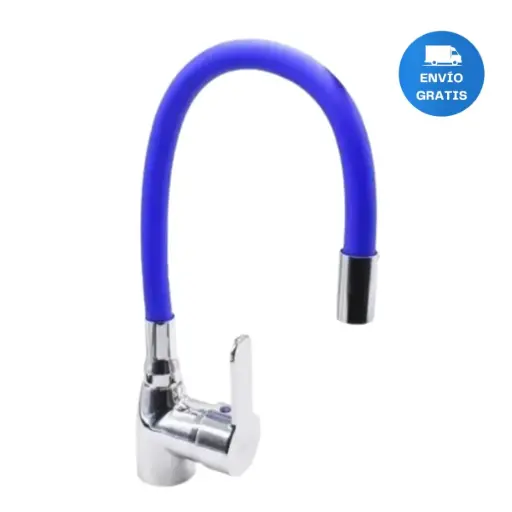 [MLU604469659] Grifería Monocomando Mesada Cocina Flexible Azul Acra