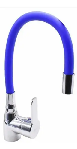 [MLU604469659] Grifería Monocomando Mesada Cocina Flexible Azul Acra