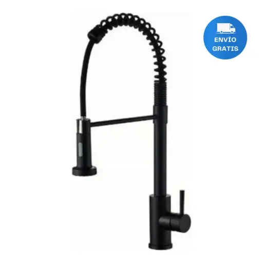 [MLU620368374] Grifería Monocomando Negro Cocina Chef Extensible Acra
