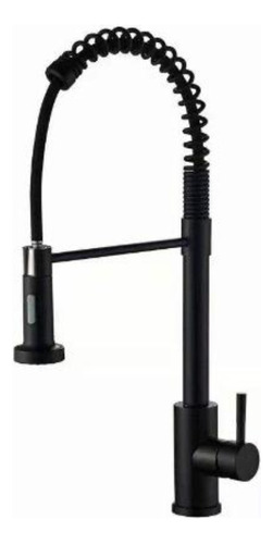 [MLU620368374] Grifería Monocomando Negro Cocina Chef Extensible Acra