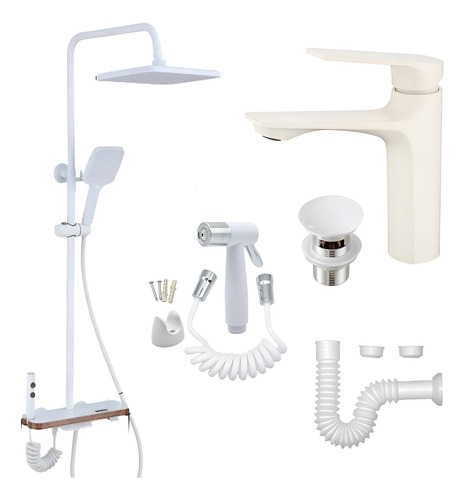 [MLU884411572] Grifería Selen Pared Para Baño Blanco