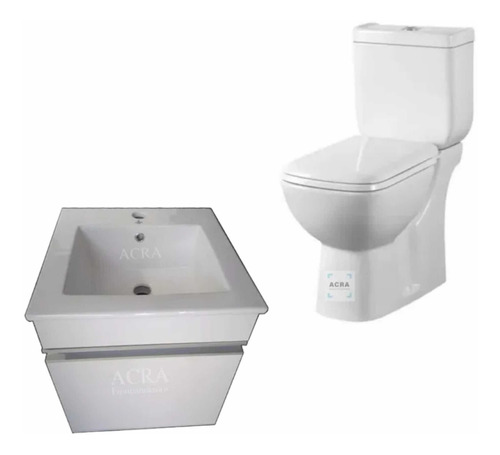 [MLU602574435] Inodoro Water Alto Más Encimera 41x41 Con Mueble Aéreo Acra