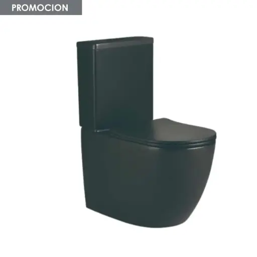 [MLU666162456] Inodoro Water Con Mochila Negro Mate Flat Acra