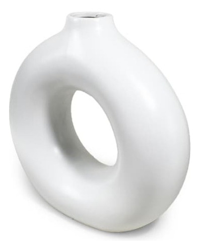 [MLU679668282] Jarrón Florero Cerámico Circular Color Arena Mate Acra