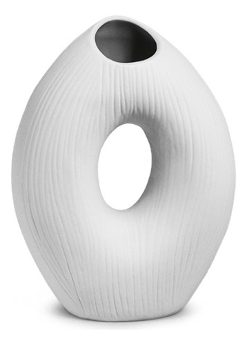 [MLU679592744] Jarrón Florero Cerámico Oval Pequeño Blanco Mate Acra