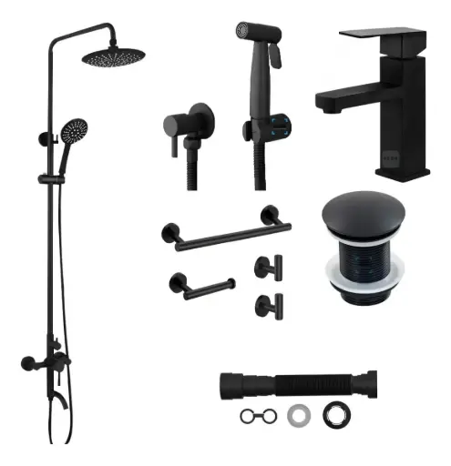 [MLU469937358] Grifería De Baño Selen Negro Mate Monocomando 1 Agujero