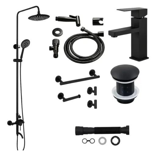 [MLU469937358] Grifería De Baño Selen Negro Mate Monocomando 1 Agujero