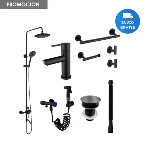 [MLU469937358] Grifería De Baño Selen Negro Mate Monocomando 1 Agujero