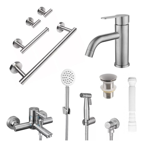 [MLU642762949] Juego De Baño Completo Satinado Grifería Completa Acra