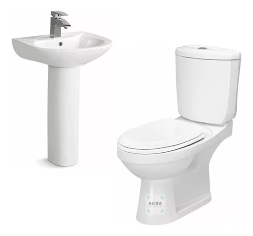 [MLU645811472] Juego De Baño Inodoro Con Mochila + Lavatorio Pedestal Acra