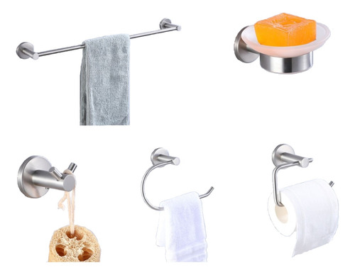 [MLU638806515] Kit Accesorios 5 Piezas Acero Cepillado,satinado Klipen Acra