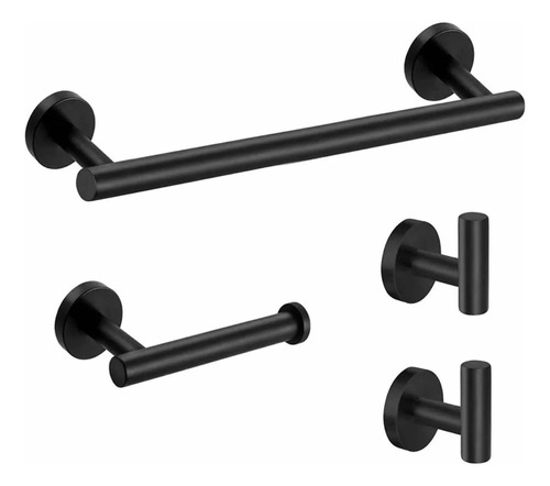[MLU640943356] Kit Accesorios Negro Mate Baño Acra